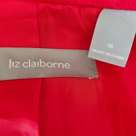 Vintage Liz Claiborne Wool Blend Crest Blazer Red Size 16 - Picture 6 of 8